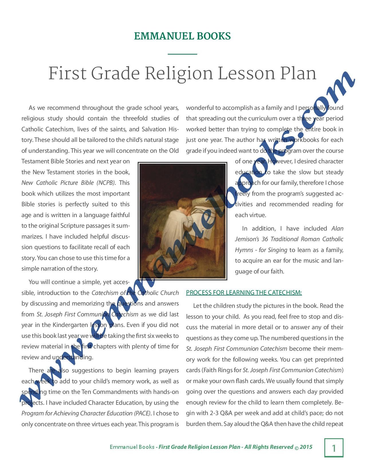 First Grade Religion Lesson Plan