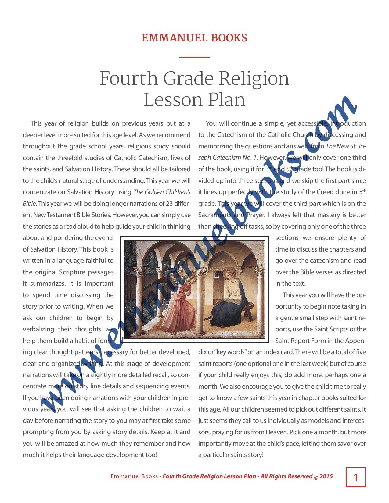 Fourth Grade Religion Lesson Plan