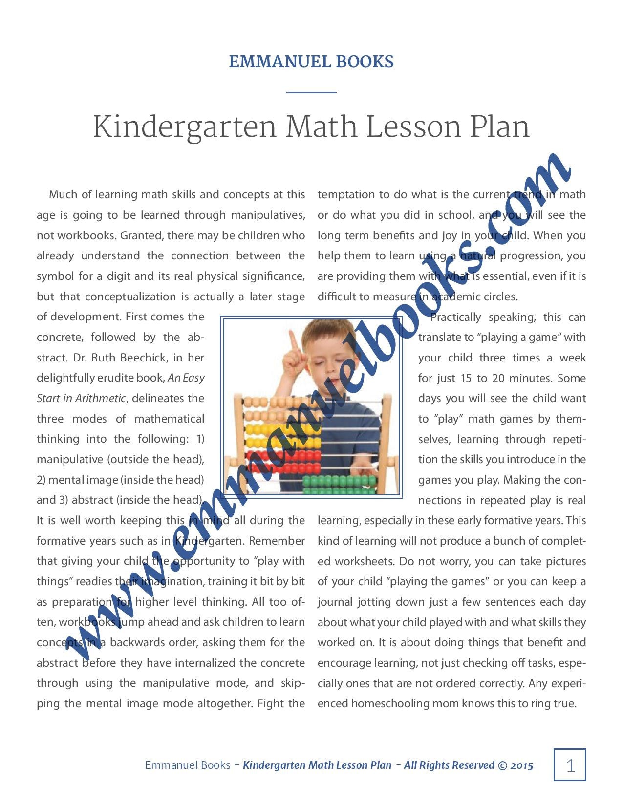 Kindergarten Math Lesson Plan